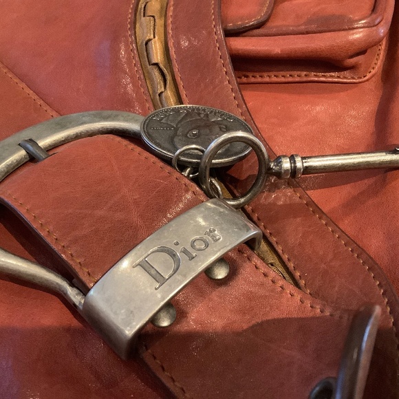 Christian Dior Gaucho Saddle Bag Leather Silver Coin Charm One Shoulder - Picture 10 of 14